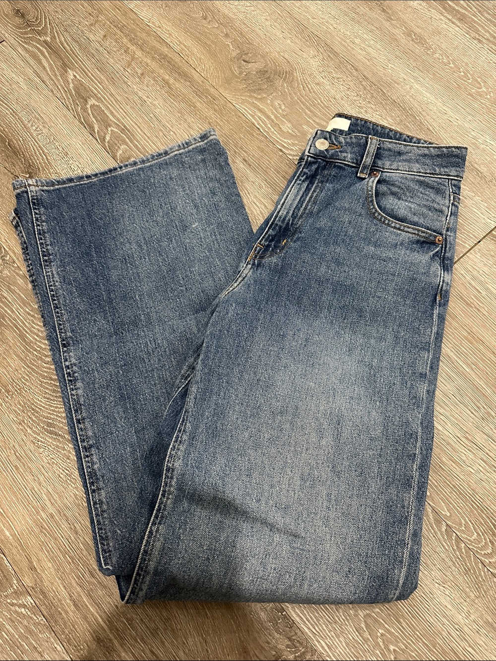 H&M Wide Leg Jeans in Medium Blue Denim